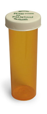 20 Dram Amber Vial and Cap, Child Resistant Plastic Prescription Vials