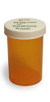 40 Dram Amber Vial and Cap, Child Resistant Plastic Prescription Vials