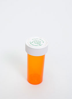 11 Dram Amber Vial and Cap, Reversible Plastic Prescription Vials