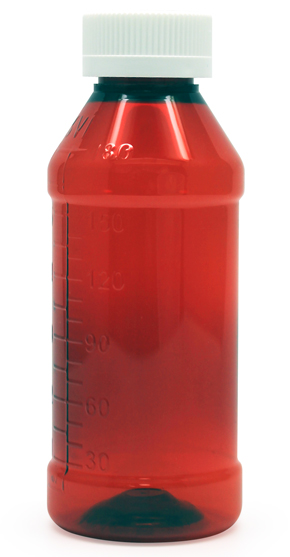 6 Ounce Amber Liquid Oval and Caps, Child Resistant Plastic Prescription Oval Bottles