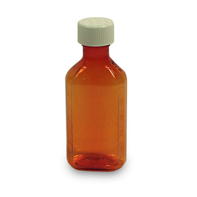 4 Ounce Amber Liquid Oval and Caps, Child Resistant Plastic Prescription Oval Bottles