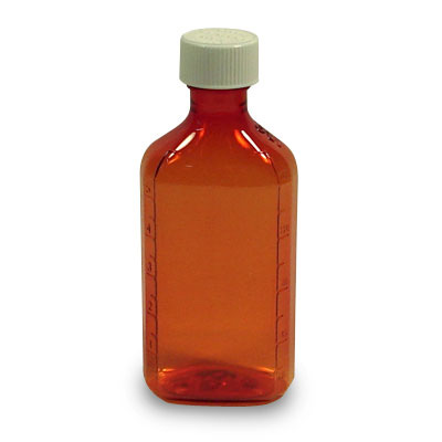 6 Ounce Amber Liquid Oval and Caps, Child Resistant Plastic Prescription Oval Bottles