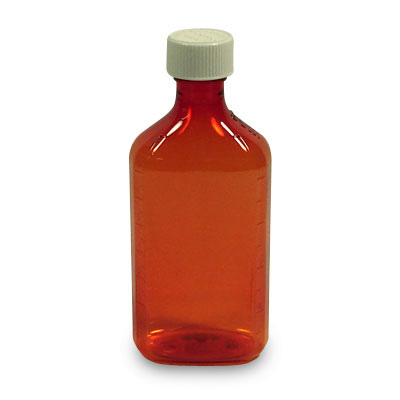 8 Ounce Amber Liquid Oval and Caps, Child Resistant Plastic Prescription Oval Bottles