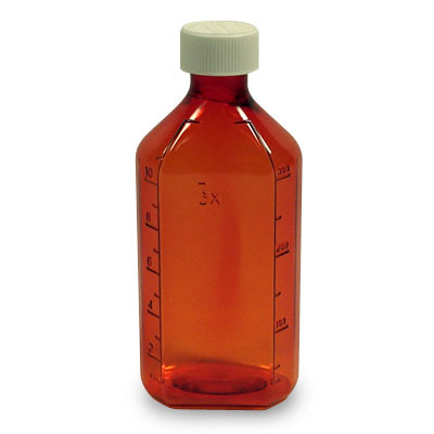 12 Ounce Amber Liquid Oval and Caps, Child Resistant Plastic Prescription Oval Bottles