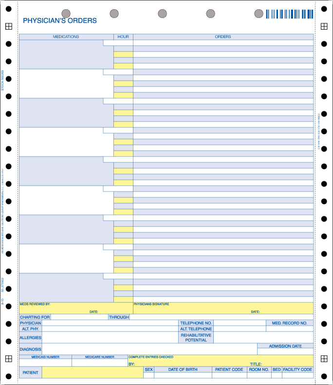 2 Part Physician's Orders, 1 Part MAR LTC Forms