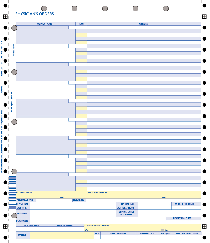 2 Part Physician's Orders LTC Forms