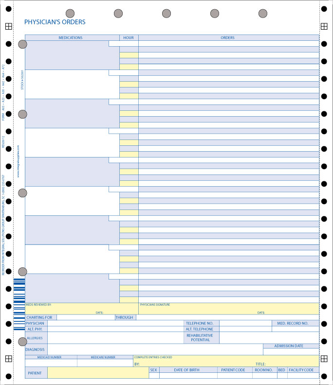3 Part Physician's Orders LTC Forms