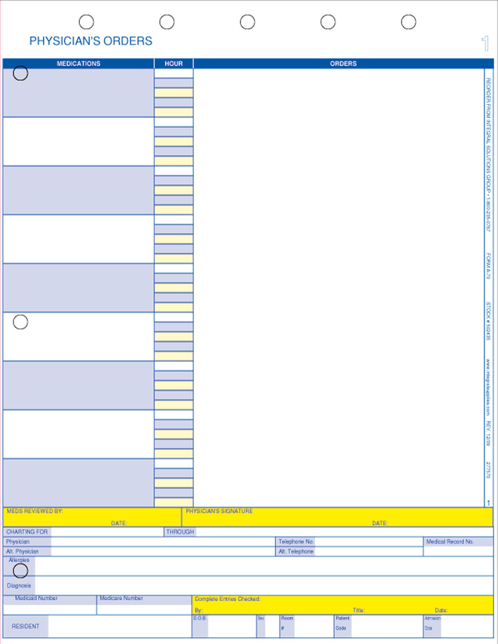 2 Part Physician's Orders, 1 Part MAR, LTC Laser Forms