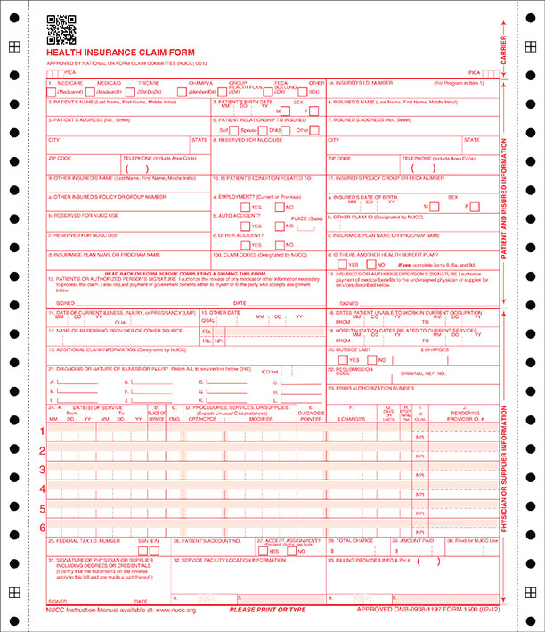 HCFA 1500 Form, 2-pt (02-12)