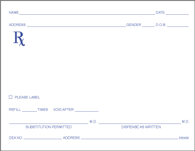Generic Style Prescription Pads