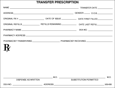 Transfer Pads - Prescription Pads