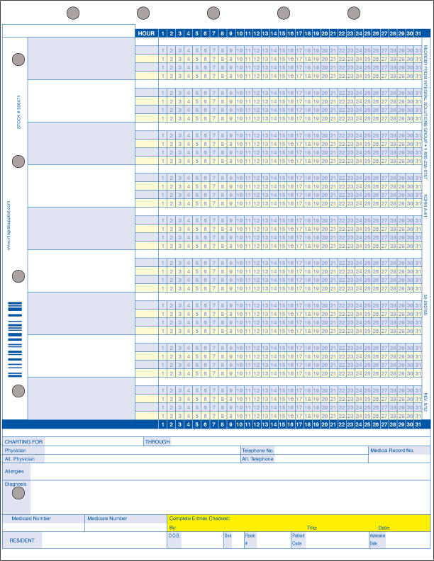 1 Part Medication Administration Record LTC Laser Forms