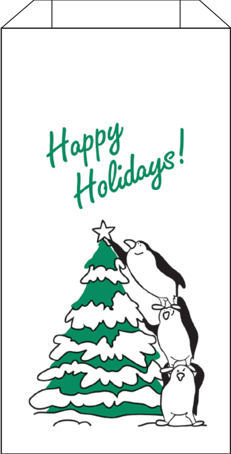 Bag #23 5x2x10 Holiday Bag Happy Holidays Penguins