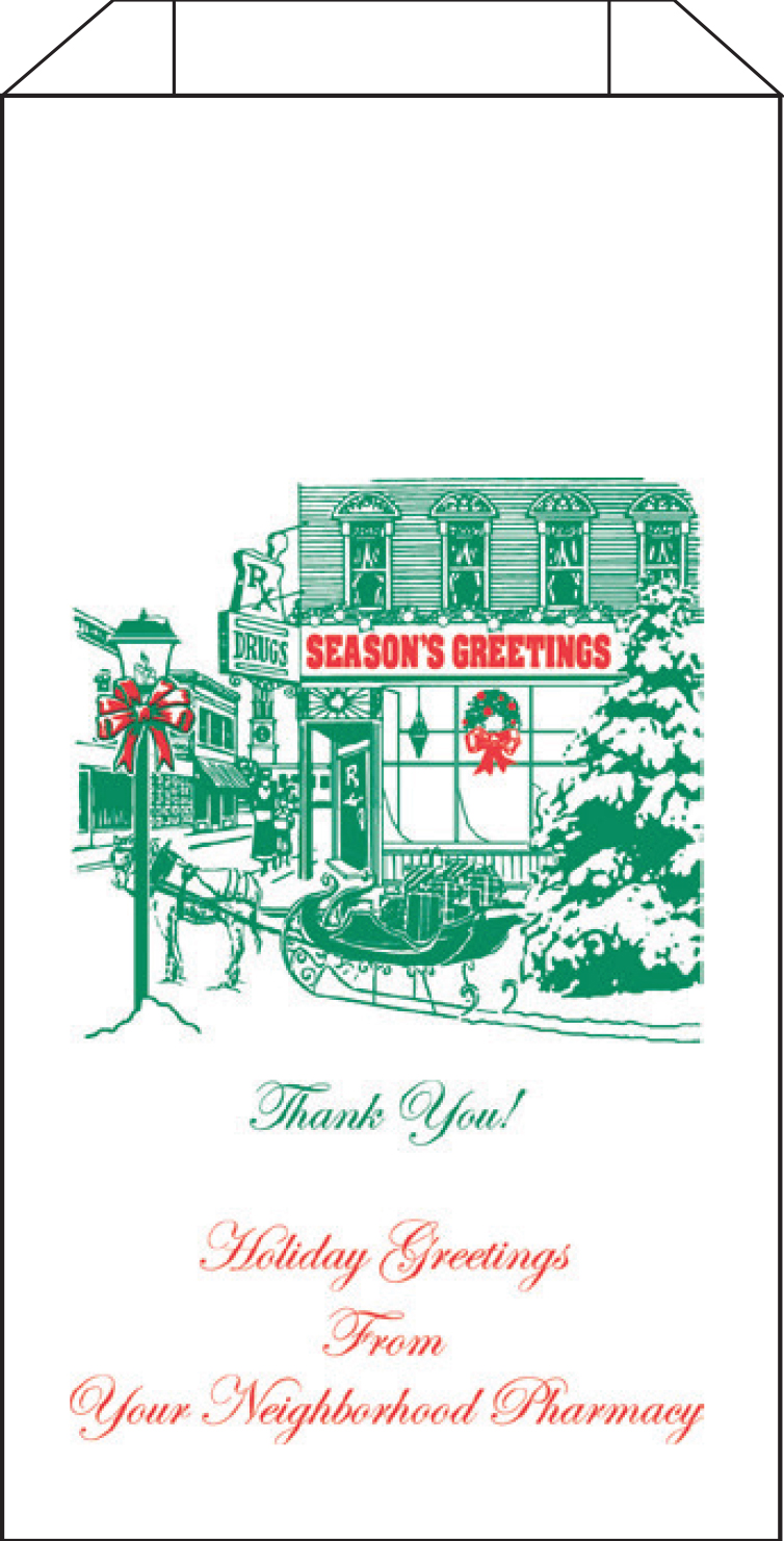 Bag #25 6x4x11 Holiday Bag Seasons Greetings Store Front