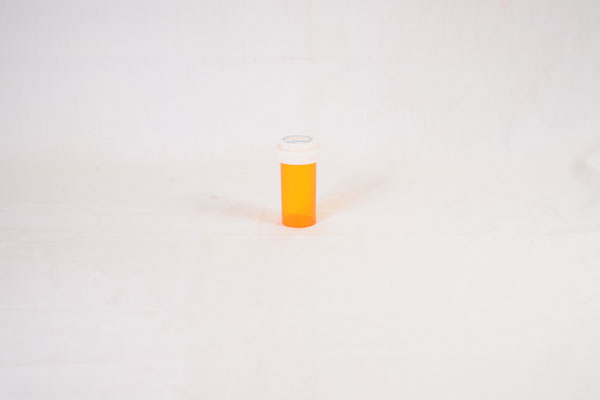 13 Dram Amber Vial and Cap, Reversible Plastic Prescription Vials