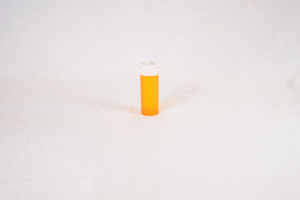 16 Dram Amber Vial and Cap, Reversible Plastic Prescription Vials