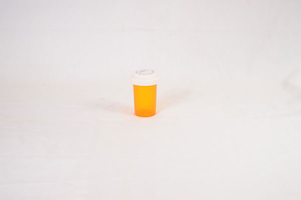 20 Dram Amber Vial and Cap, Reversible Plastic Prescription Vials