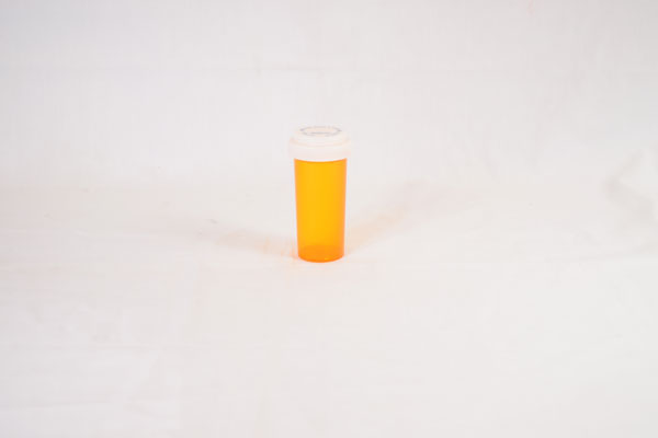 30 Dram Amber Vial and Cap, Reversible Plastic Prescription Vials