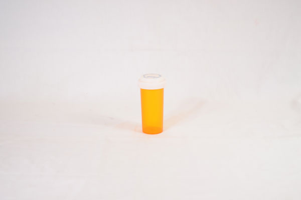 40 Dram Amber Vial and Cap, Reversible Plastic Prescription Vials