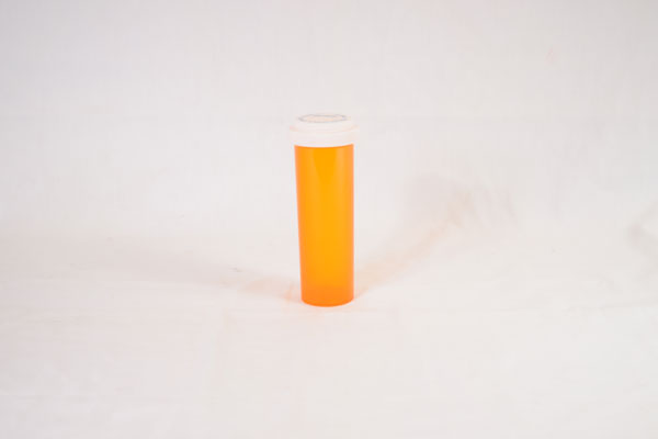60 Dram Amber Vial and Cap, Reversible Plastic Prescription Vials