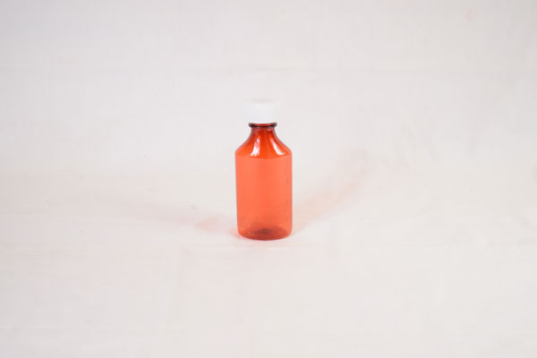 4 Ounce Amber Liquid Oval and Caps, Child Resistant Plastic Prescription Oval Bottles