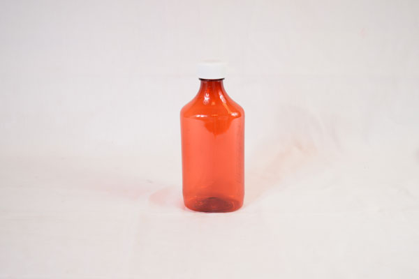 12 Ounce Amber Liquid Oval and Caps, Child Resistant Plastic Prescription Oval Bottles