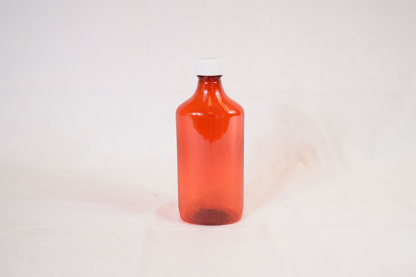 16 Ounce Amber Liquid Oval and Caps, Child Resistant Plastic Prescription Oval Bottles
