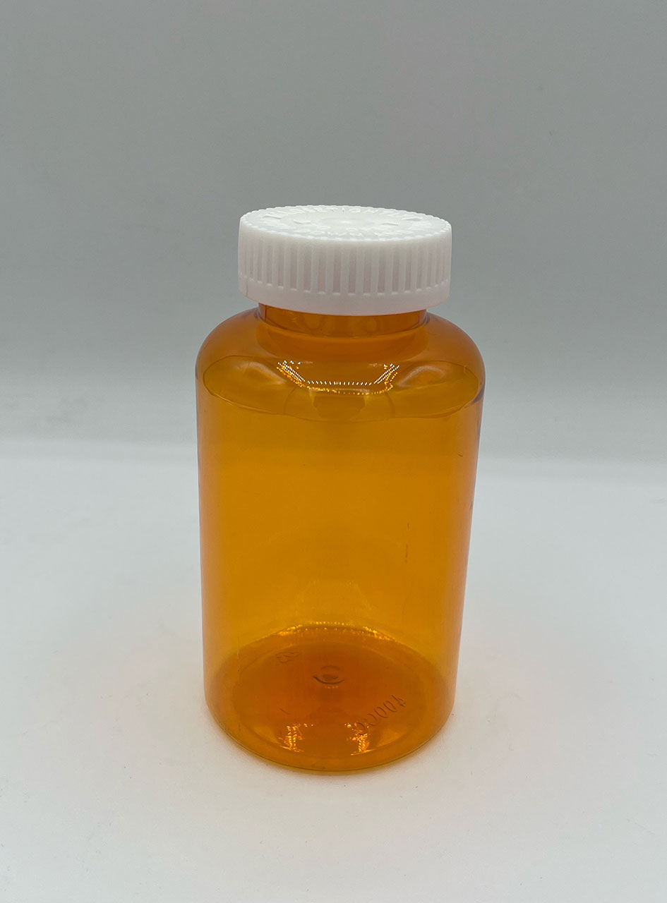 120 Dram Amber MEGA Prefer Vial and Cap, Child Resistant Plastic Prescription Vials