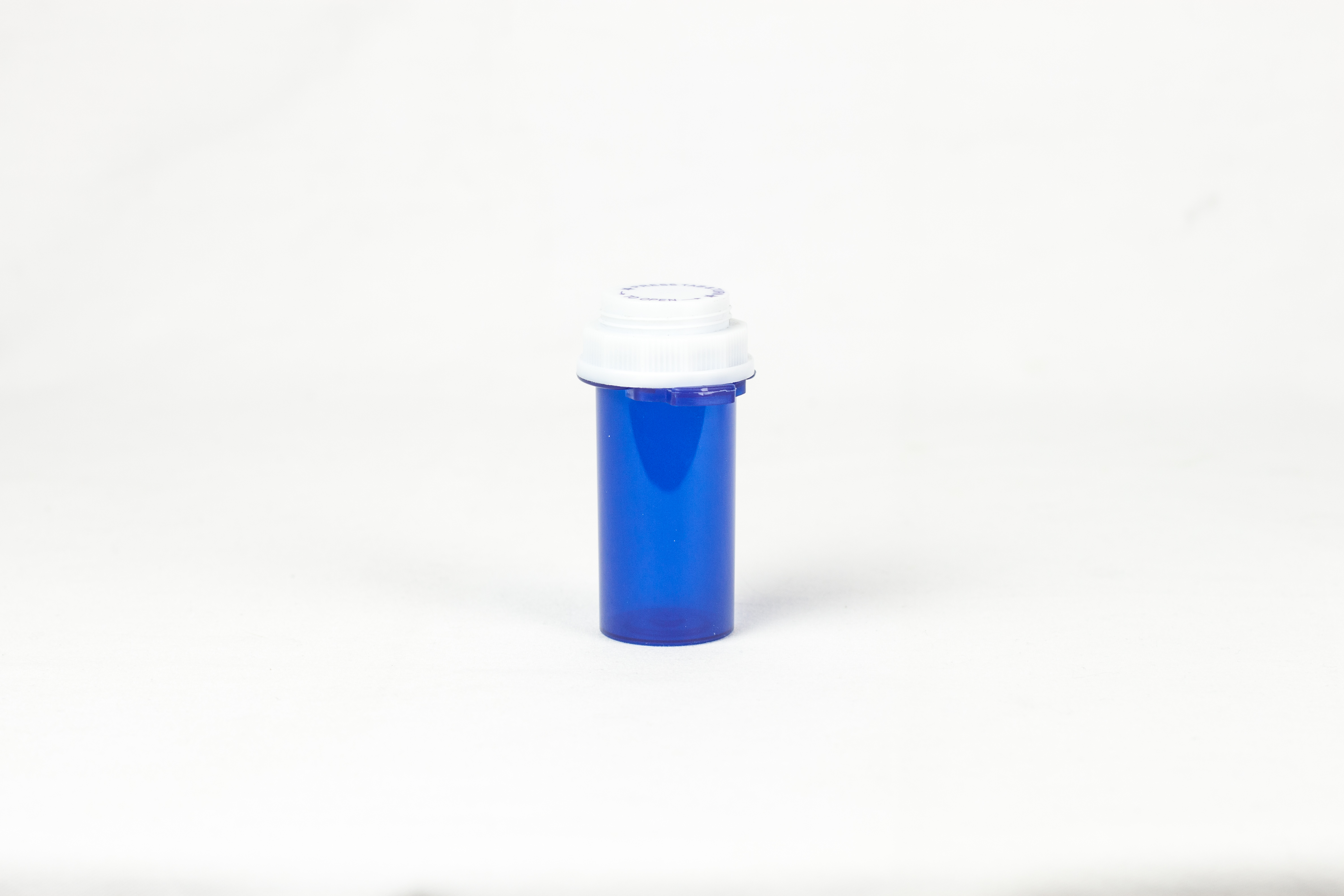 10 Dram Blue Vial and Cap, Thumb Tab Plastic Prescription Vials
