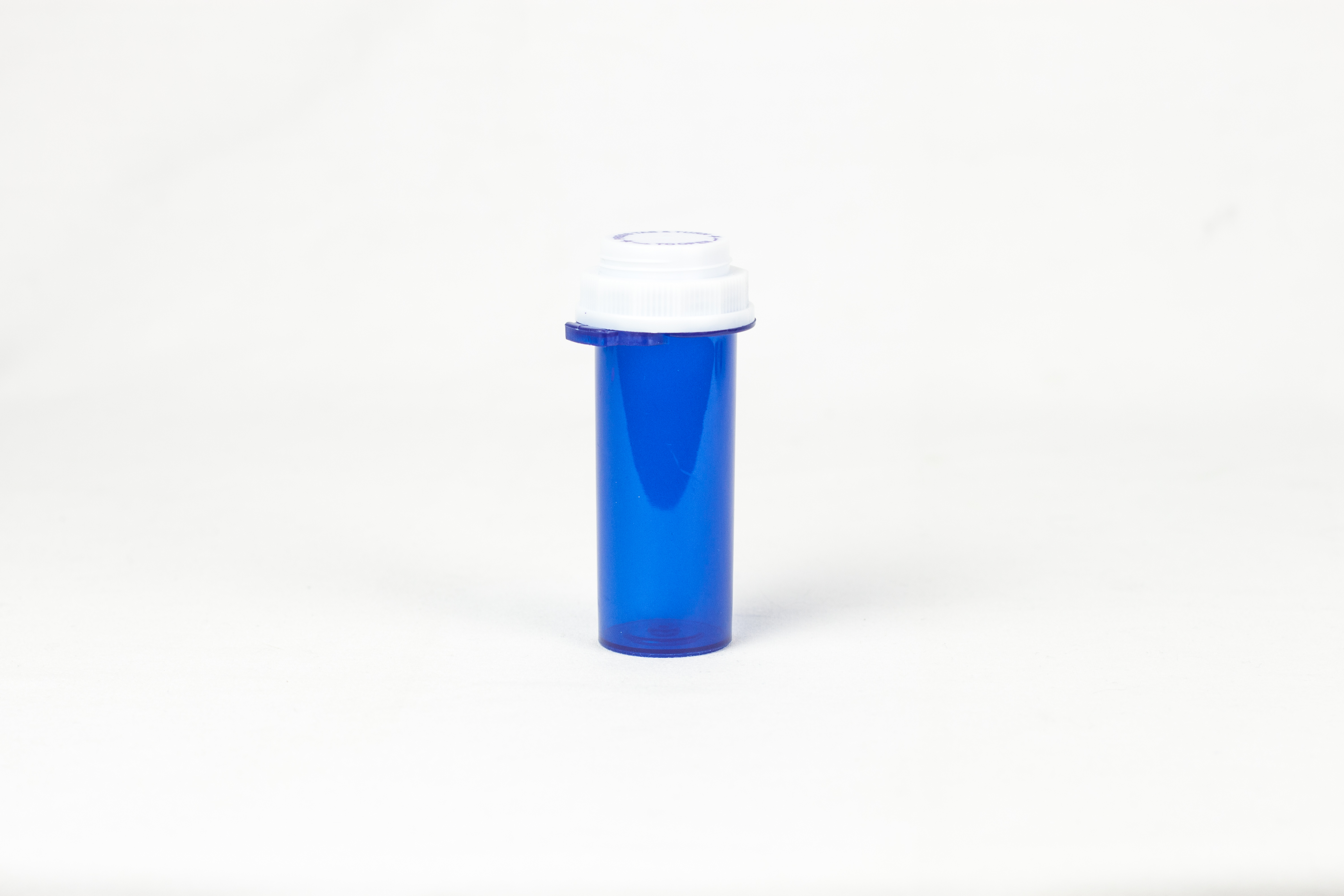 13 Dram Blue Vial and Cap, Thumb Tab Plastic Prescription Vials
