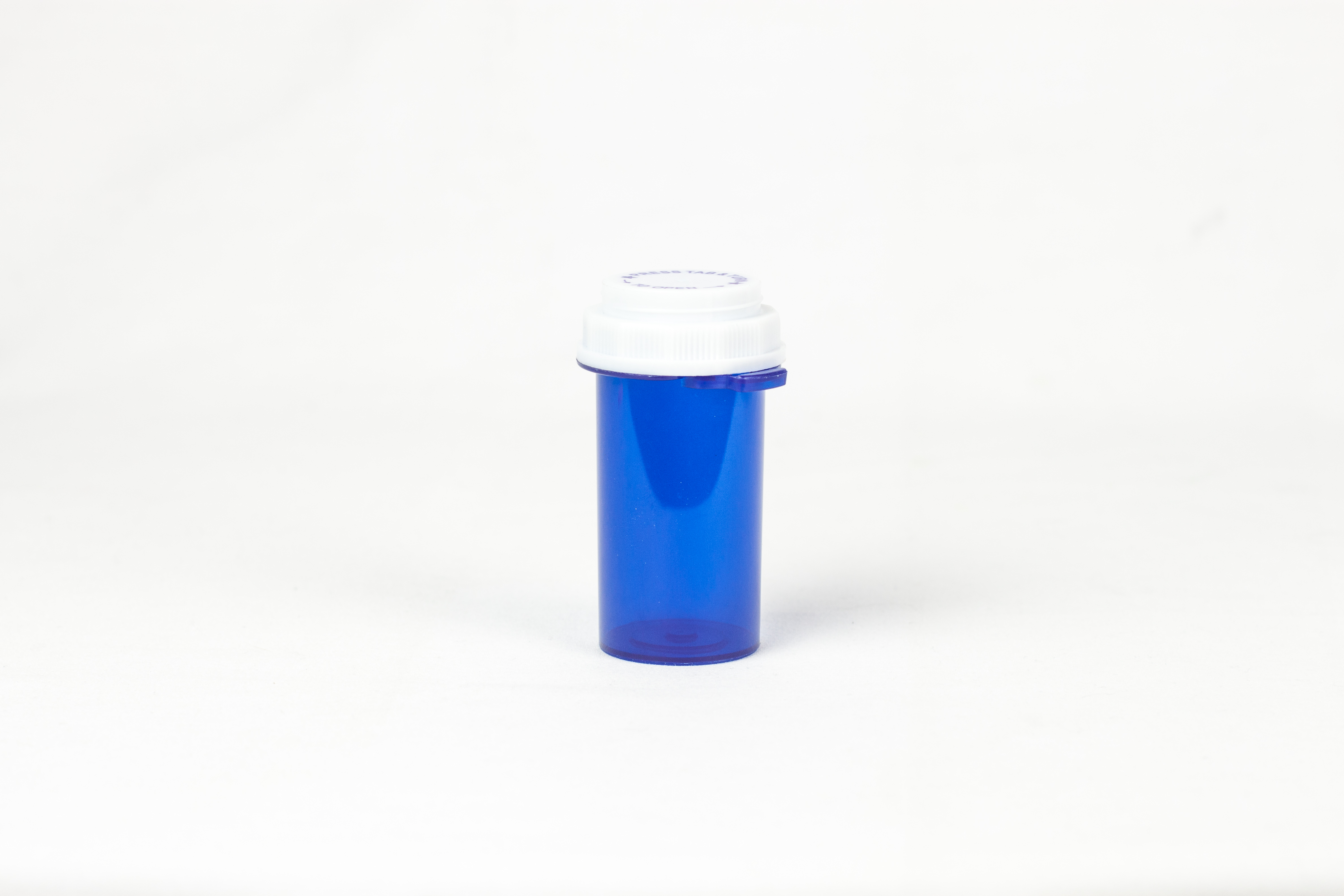 16 Dram Blue Vial and Cap, Thumb Tab Plastic Prescription Vials