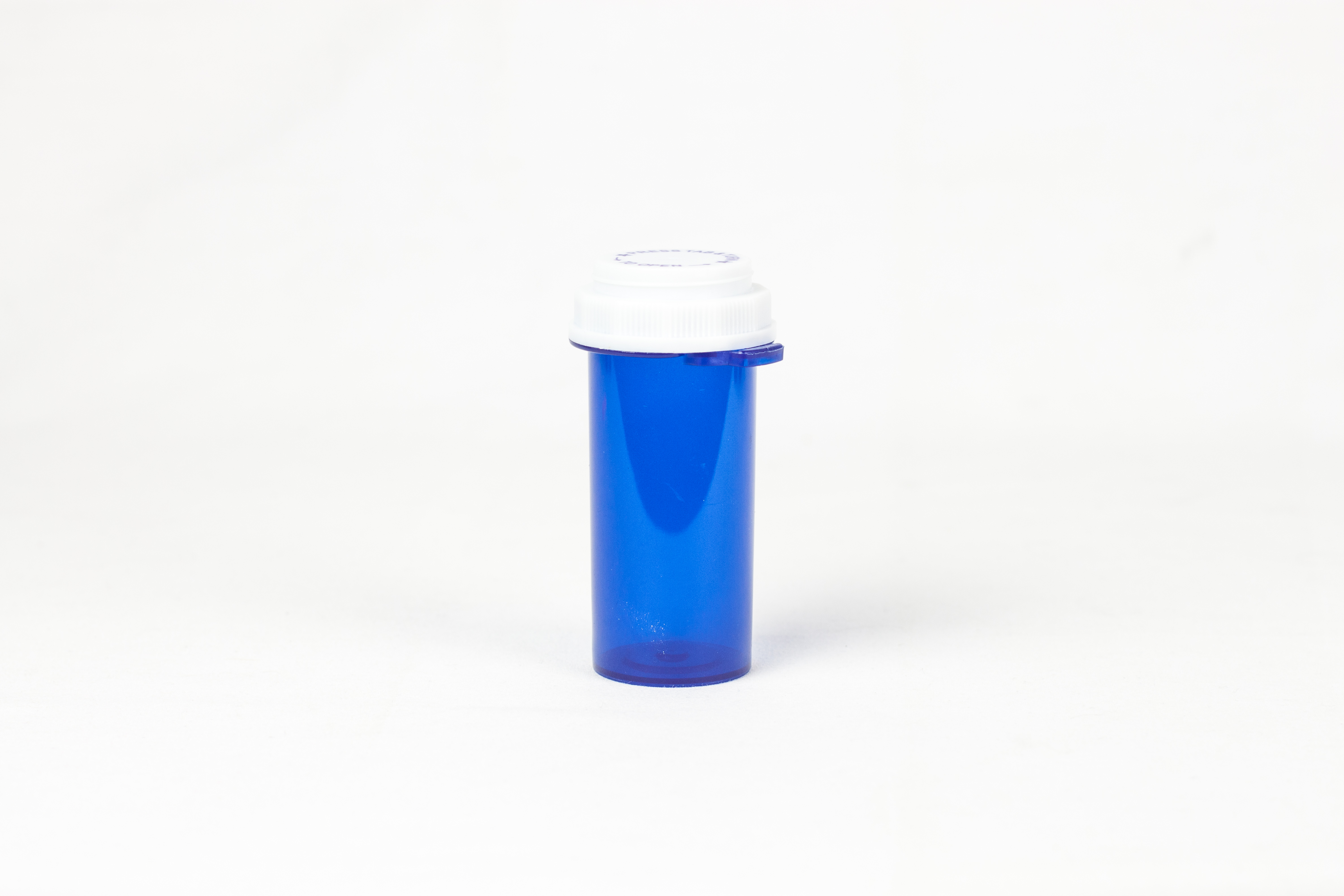 20 Dram Blue Vial and Cap, Thumb Tab Plastic Prescription Vials