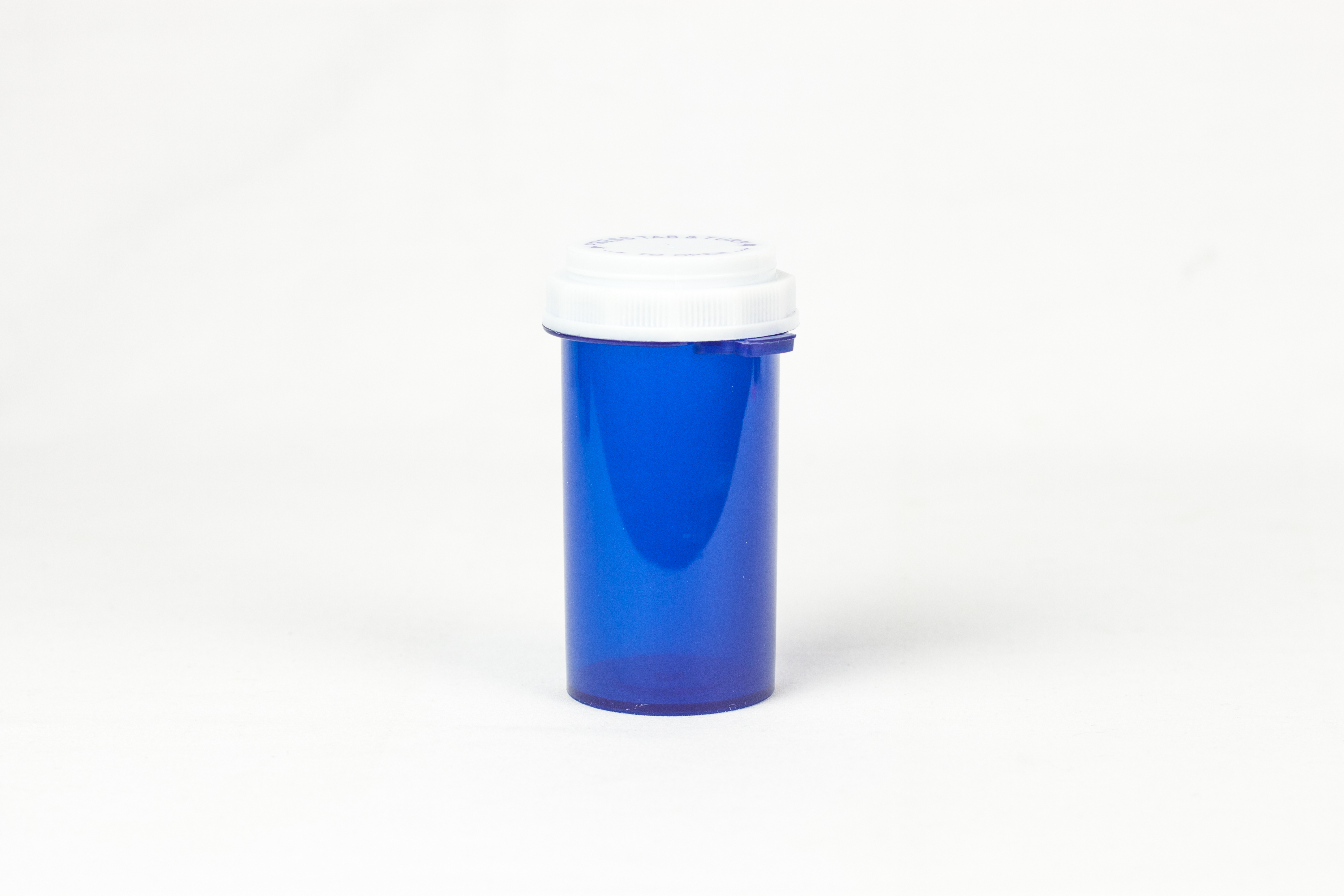 40 Dram Blue Vial and Cap, Thumb Tab Plastic Prescription Vials