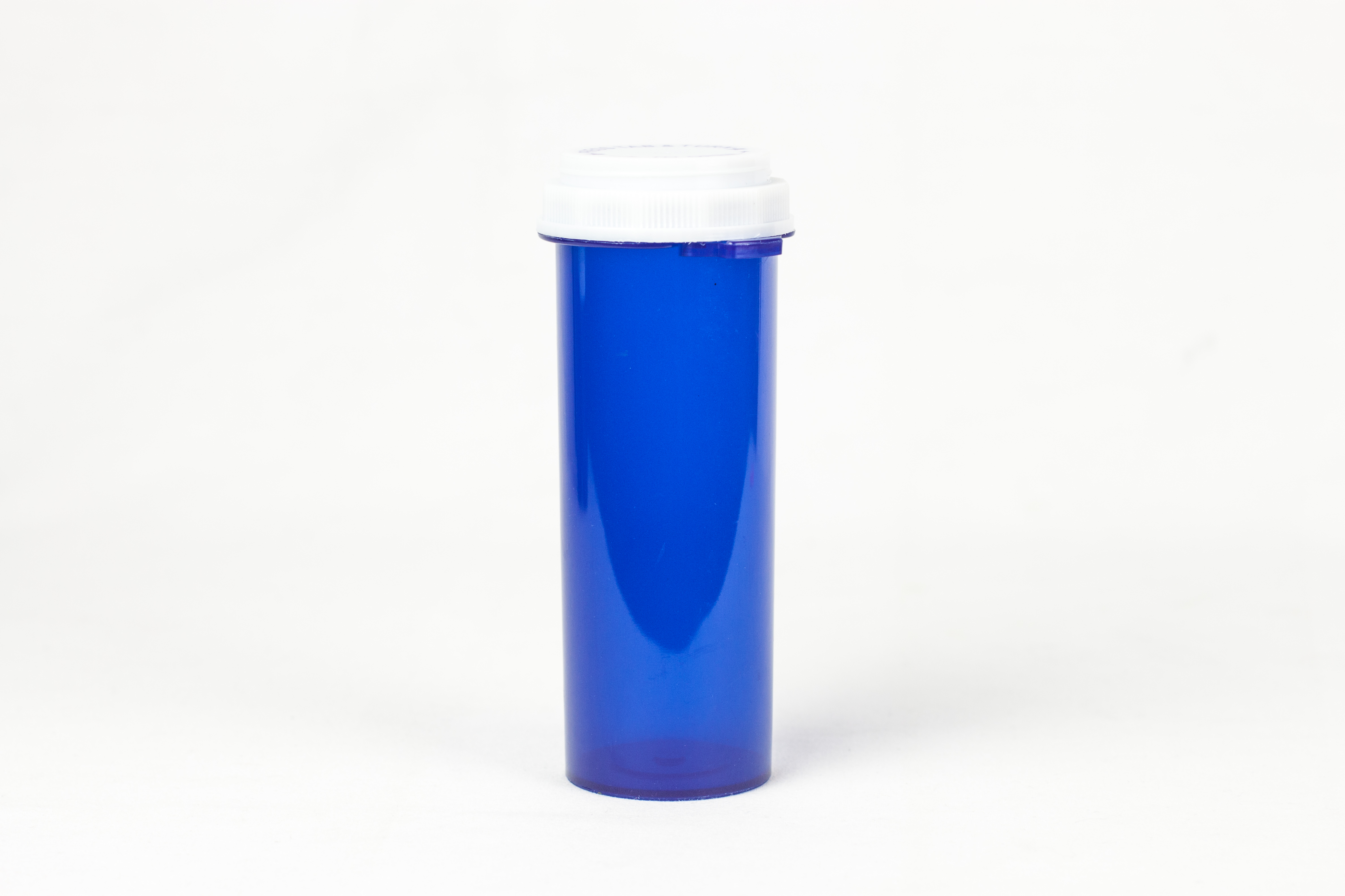 60 Dram Blue Vial and Cap, Thumb Tab Plastic Prescription Vials