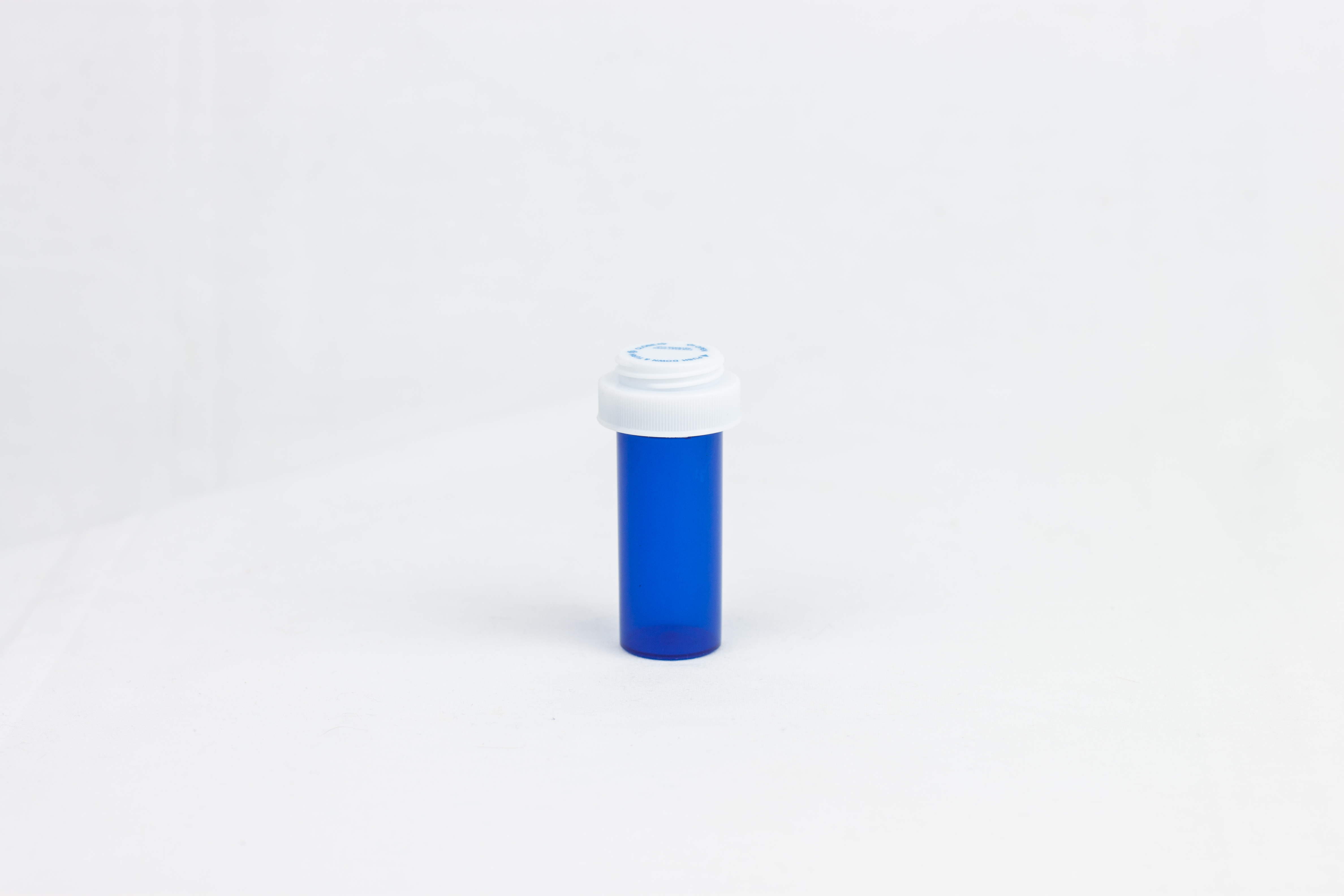8 Dram Blue Vial and Cap, Reversible Plastic Prescription Vials
