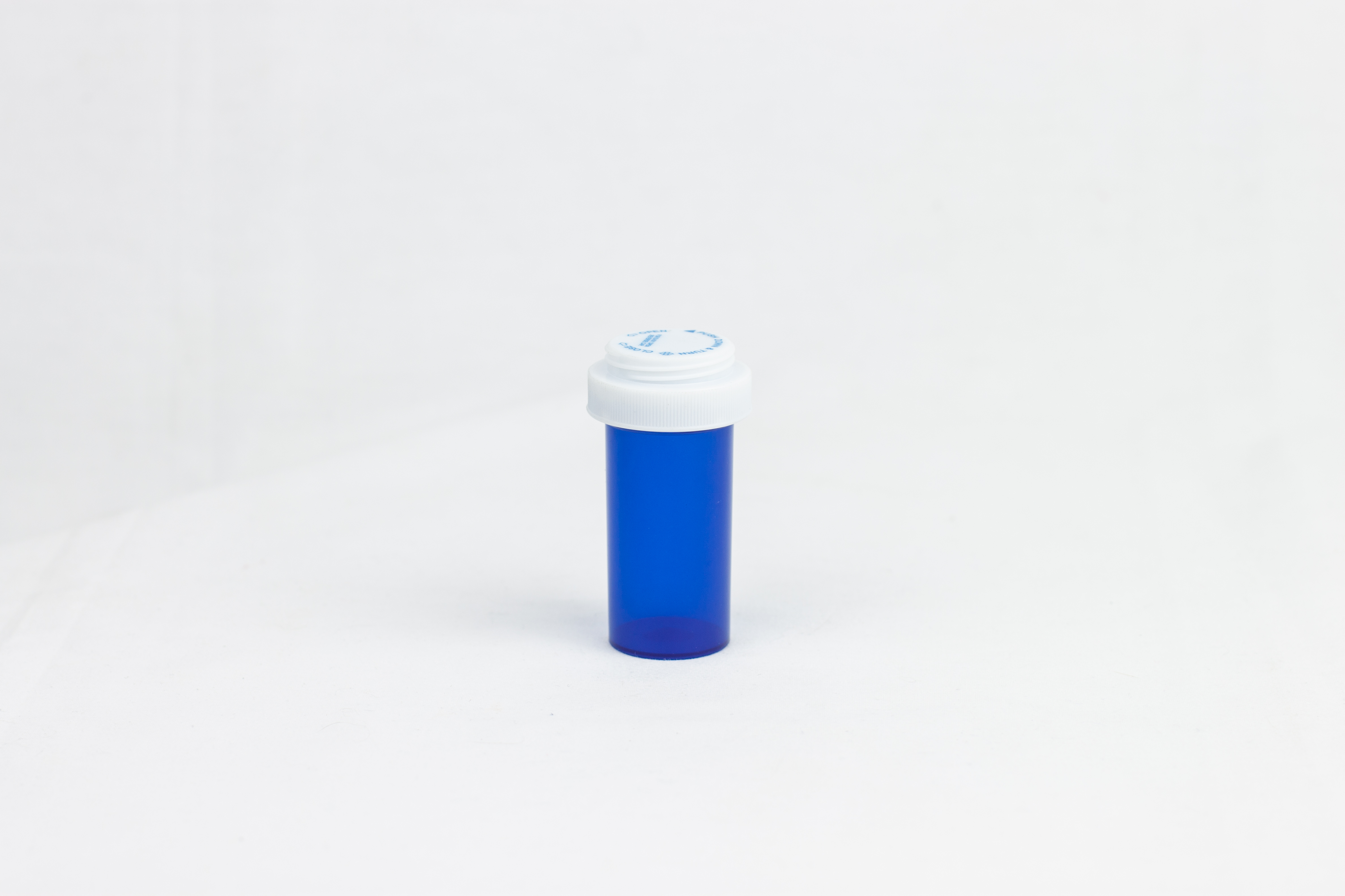 13 Dram Blue Vial and Cap, Reversible Plastic Prescription Vials