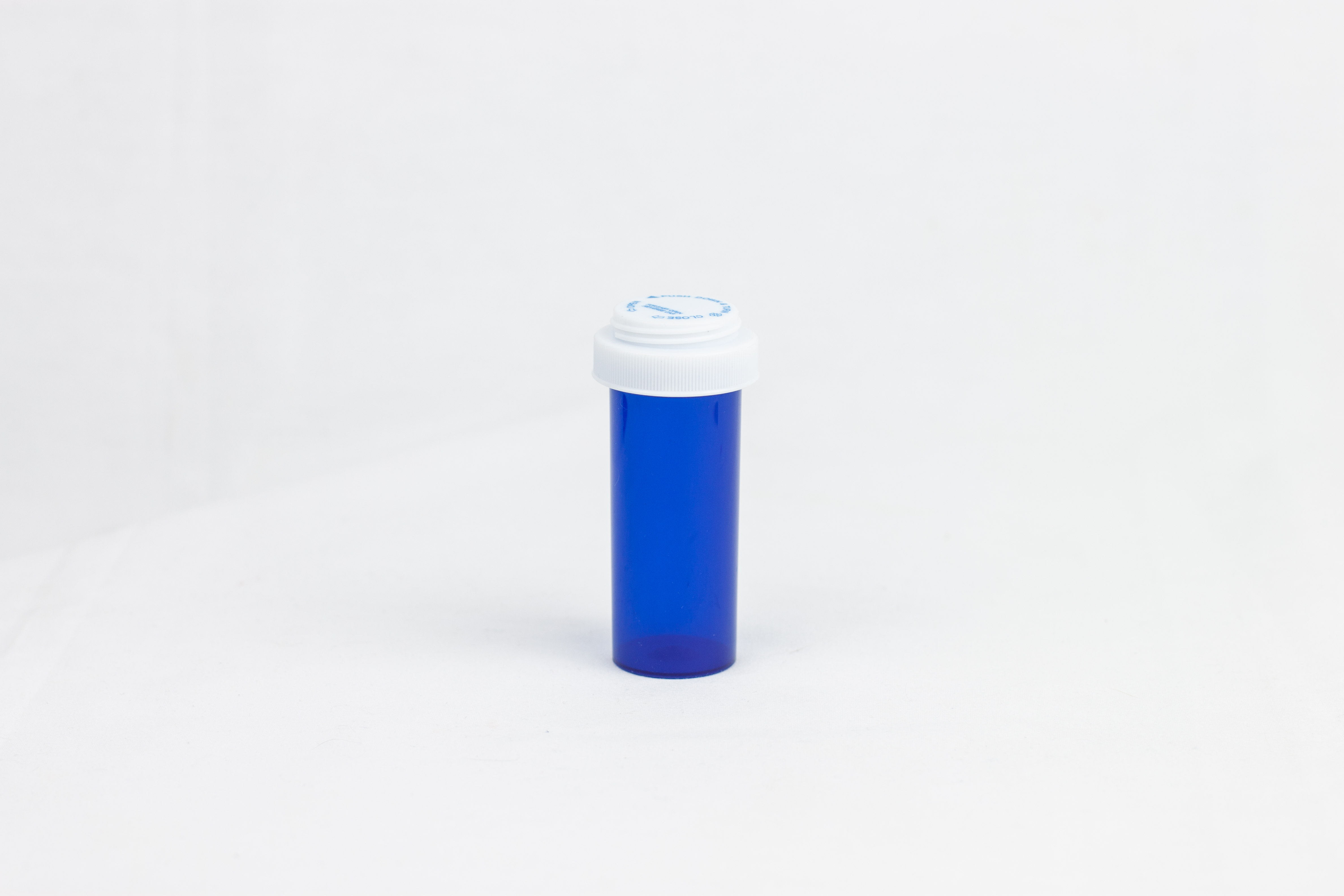 16 Dram Blue Vial and Cap, Reversible Plastic Prescription Vials