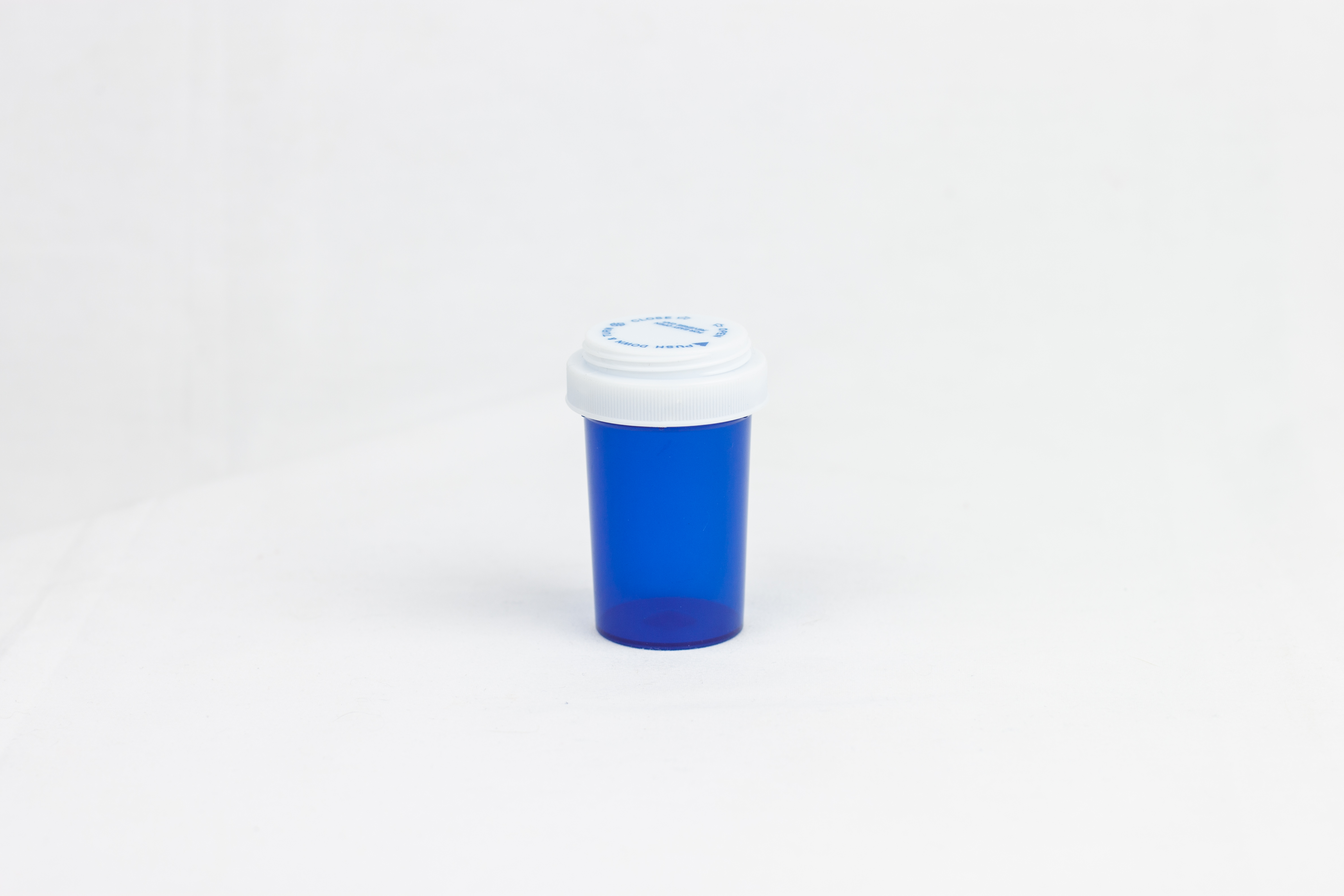 20 Dram Blue Vial and Cap, Reversible Plastic Prescription Vials