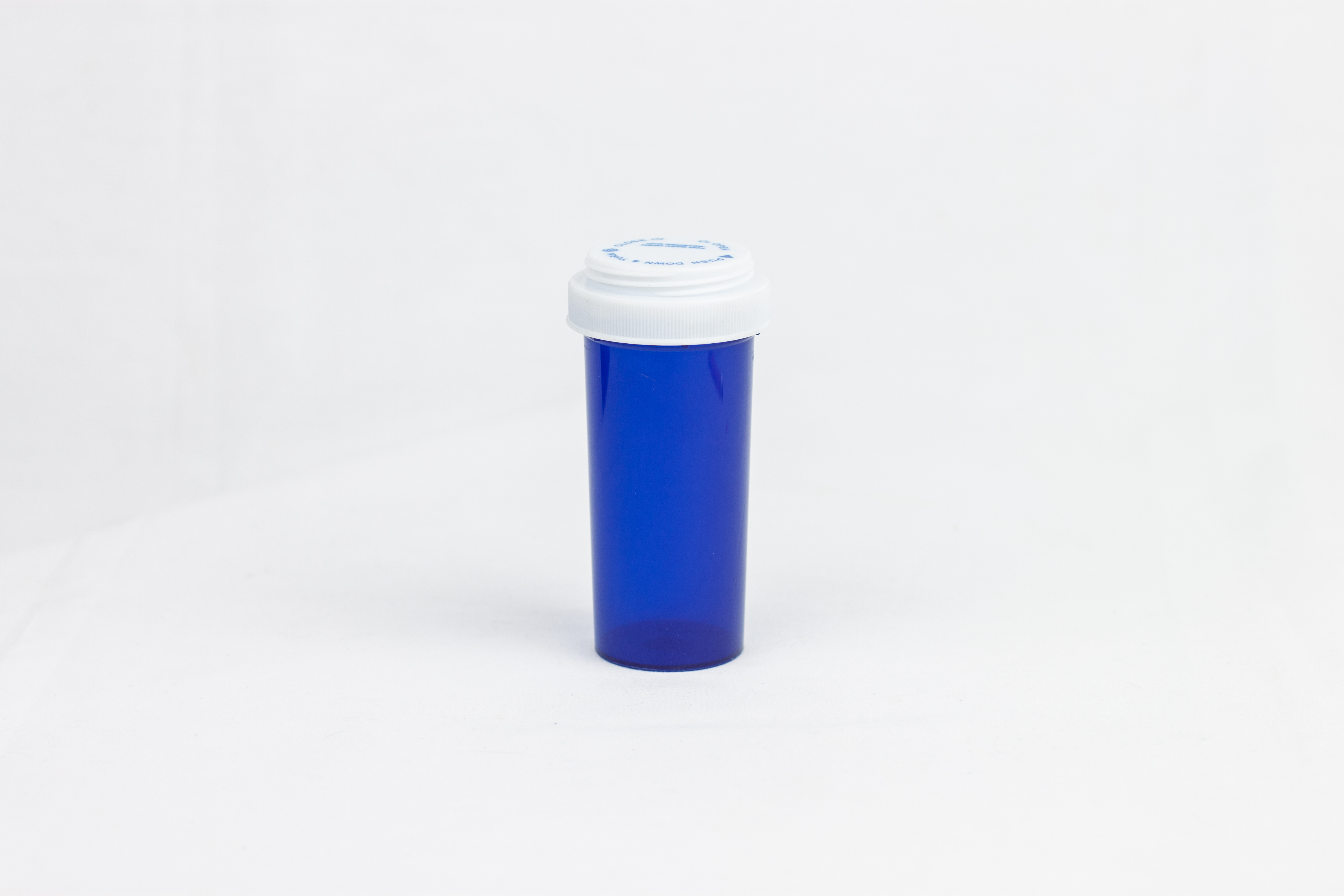 30 Dram Blue Vial and Cap, Reversible Plastic Prescription Vials