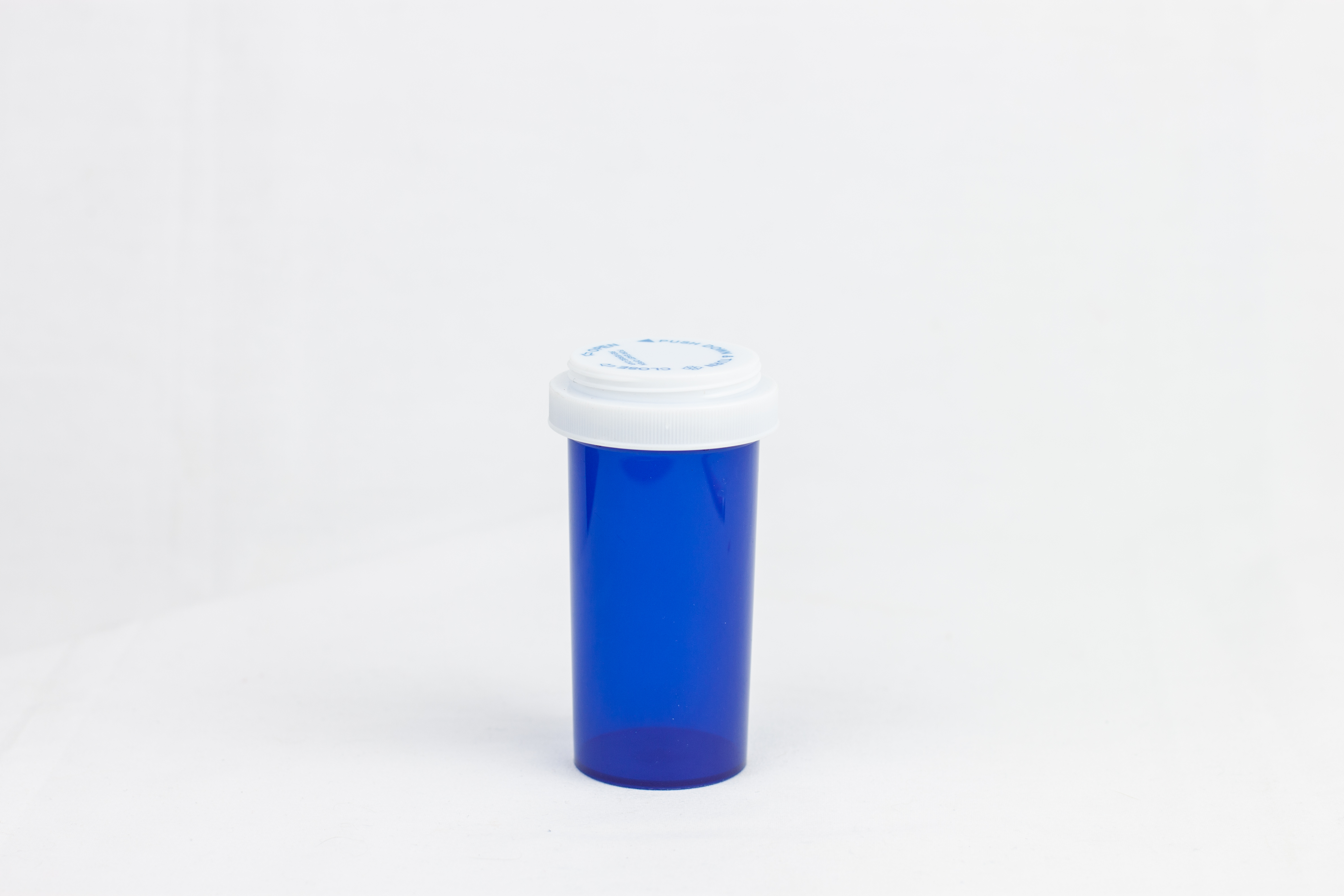 40 Dram Blue Vial and Cap, Reversible Plastic Prescription Vials