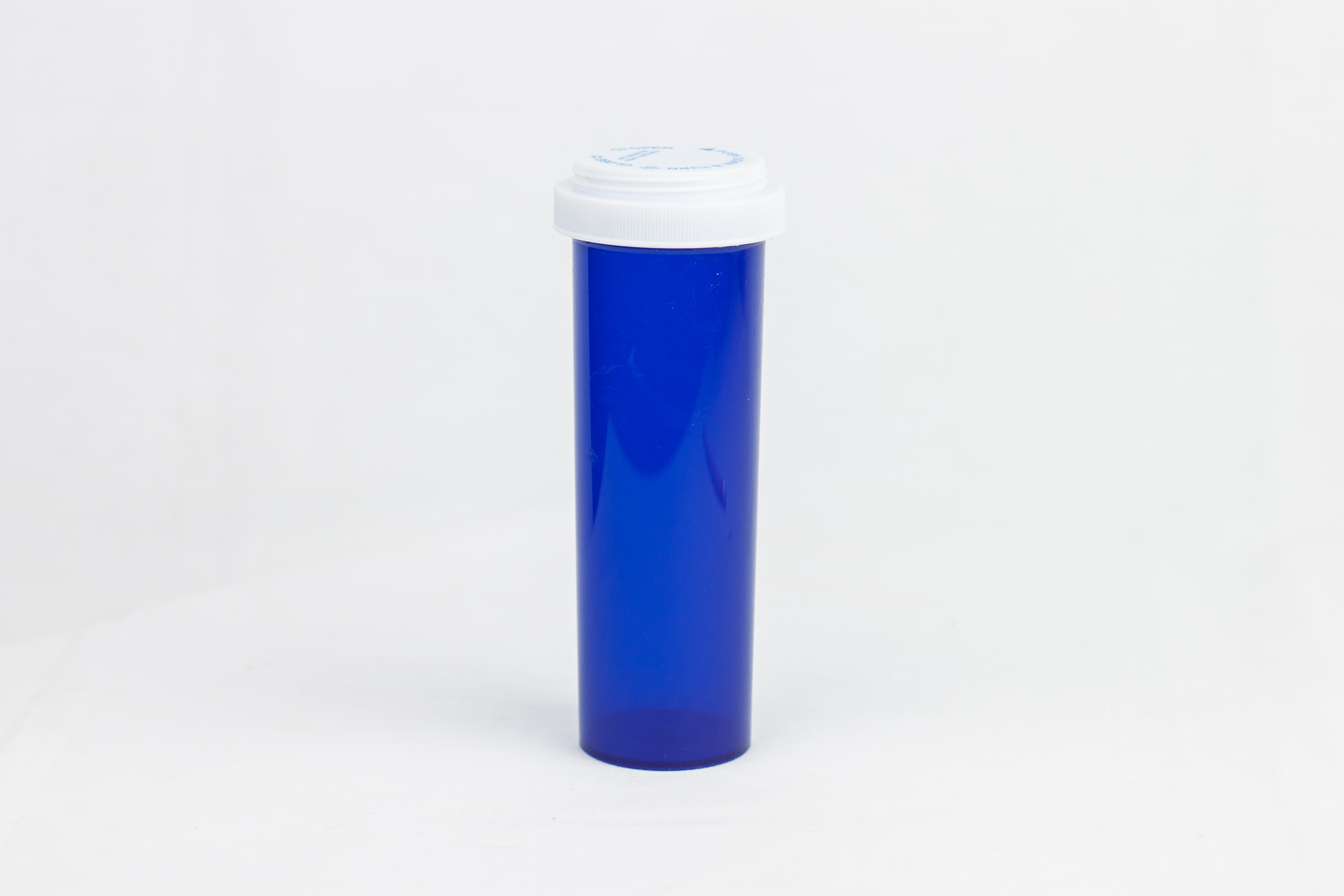 60 Dram Blue Vial and Cap, Reversible Plastic Prescription Vials