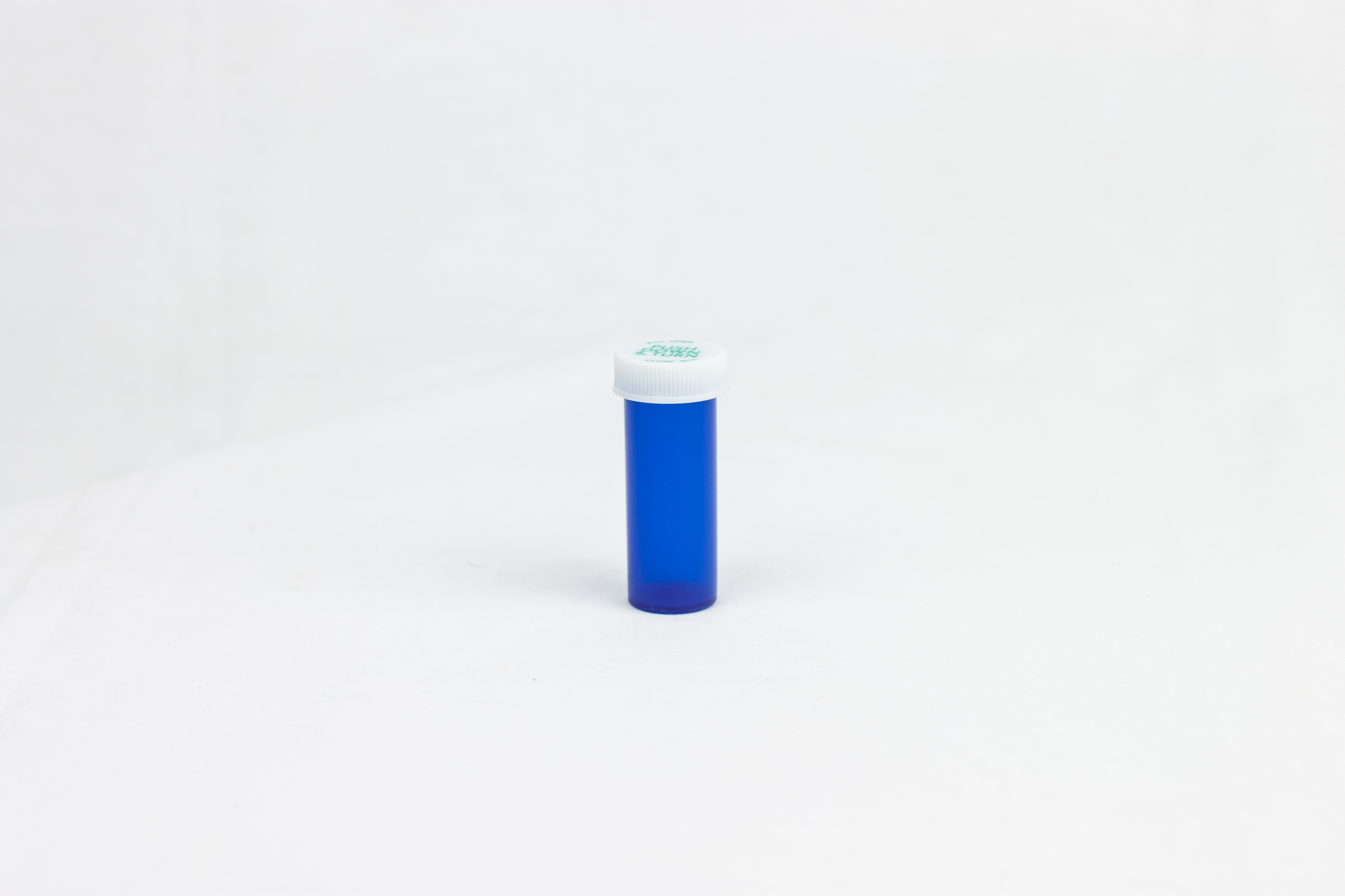 6 Dram Blue Vial and Cap, Child Resistant Plastic Prescription Vials
