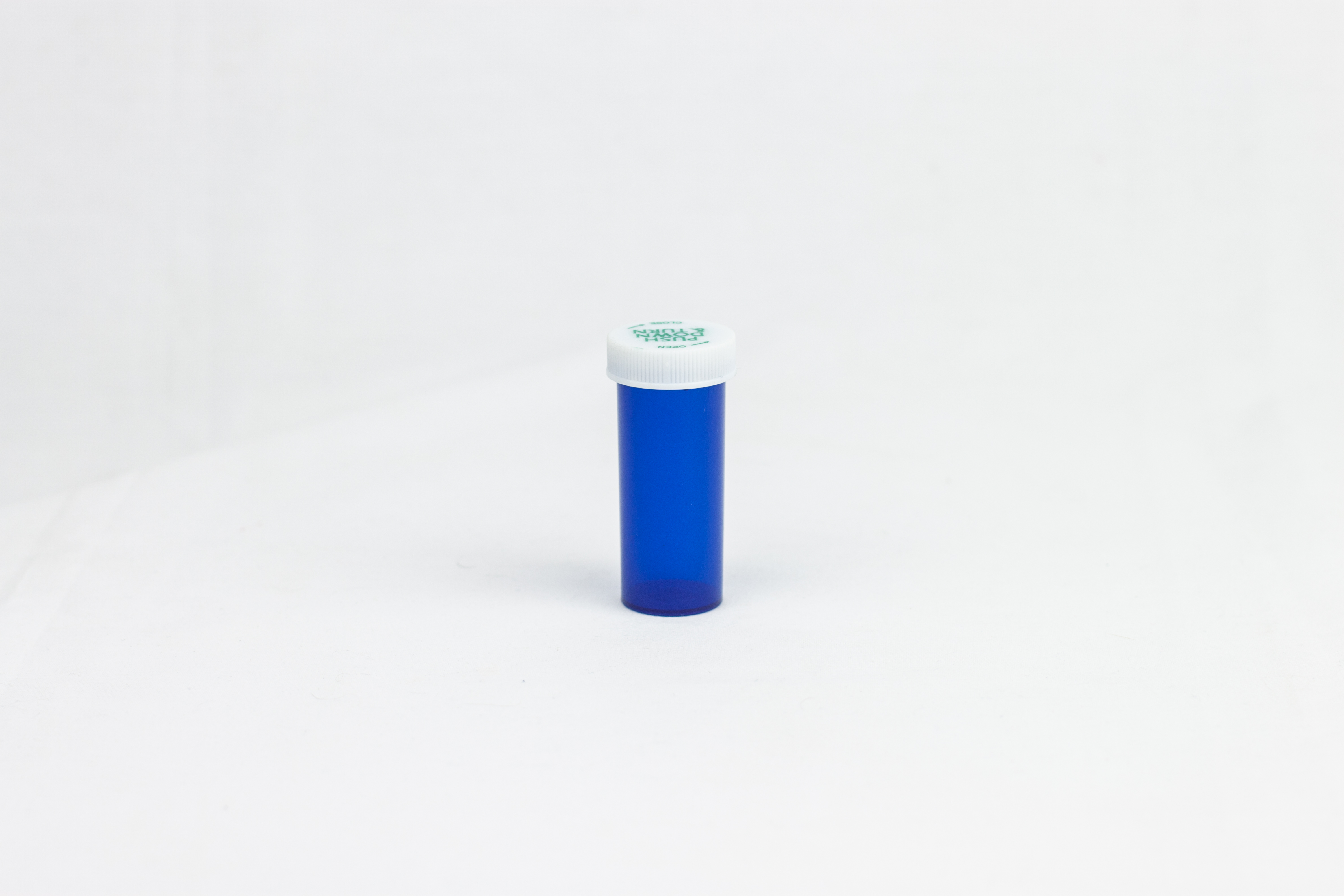 8 Dram Blue Vial and Cap, Child Resistant Plastic Prescription Vials