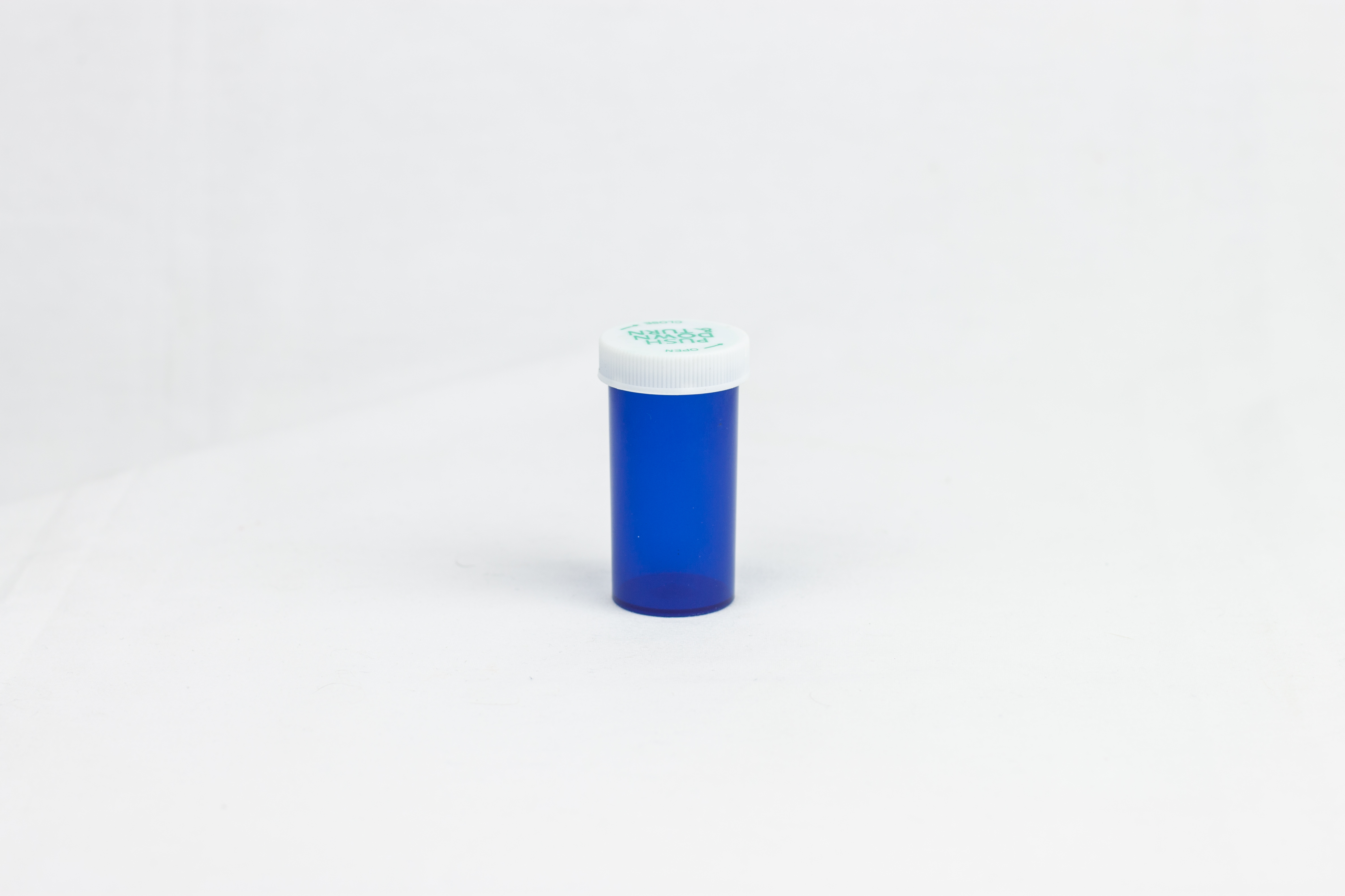 13 Dram Blue Vial and Cap, Child Resistant Plastic Prescription Vials