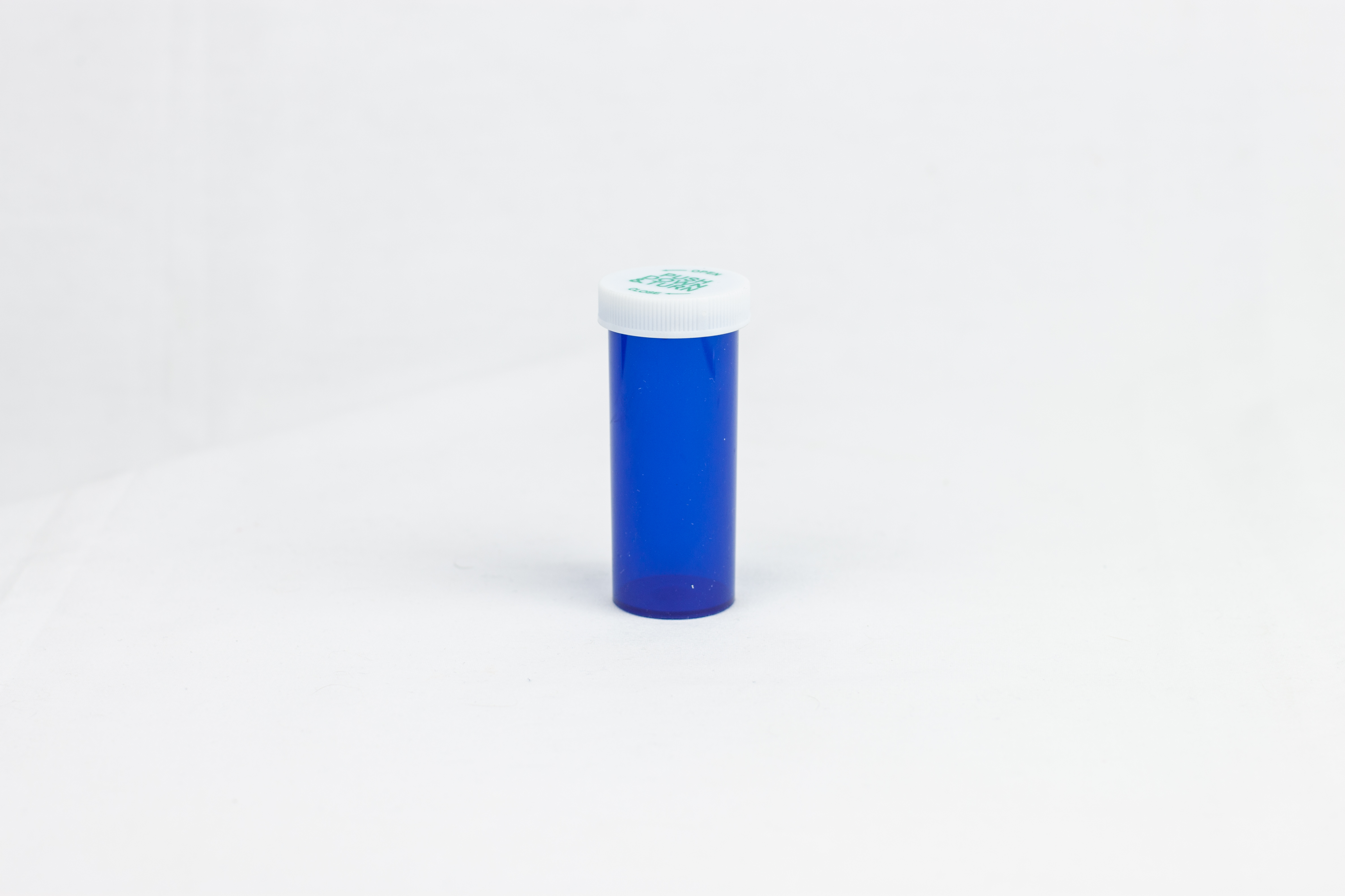 16 Dram Blue Vial and Cap, Child Resistant Plastic Prescription Vials
