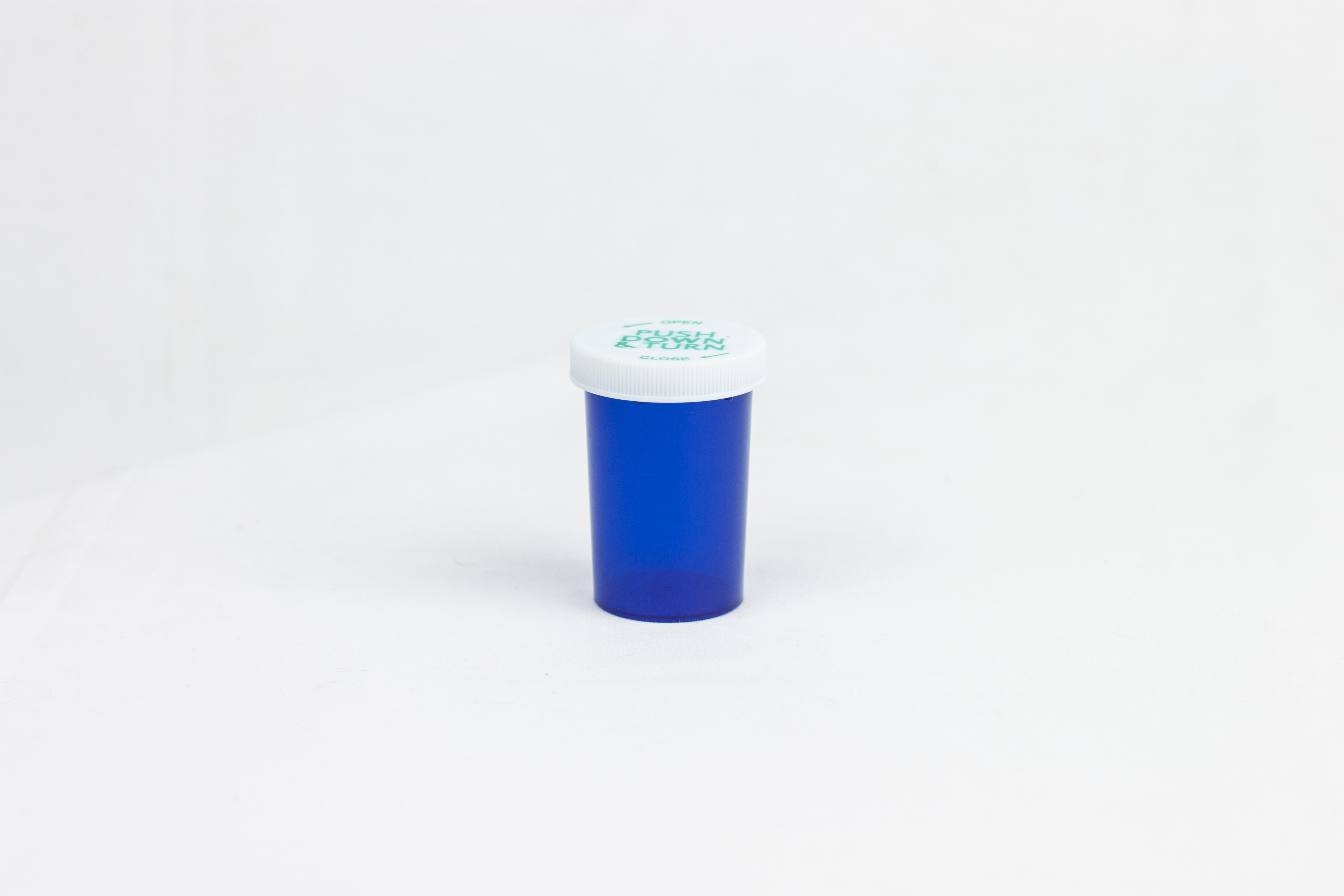 20 Dram Blue Vial and Cap, Child Resistant Plastic Prescription Vials