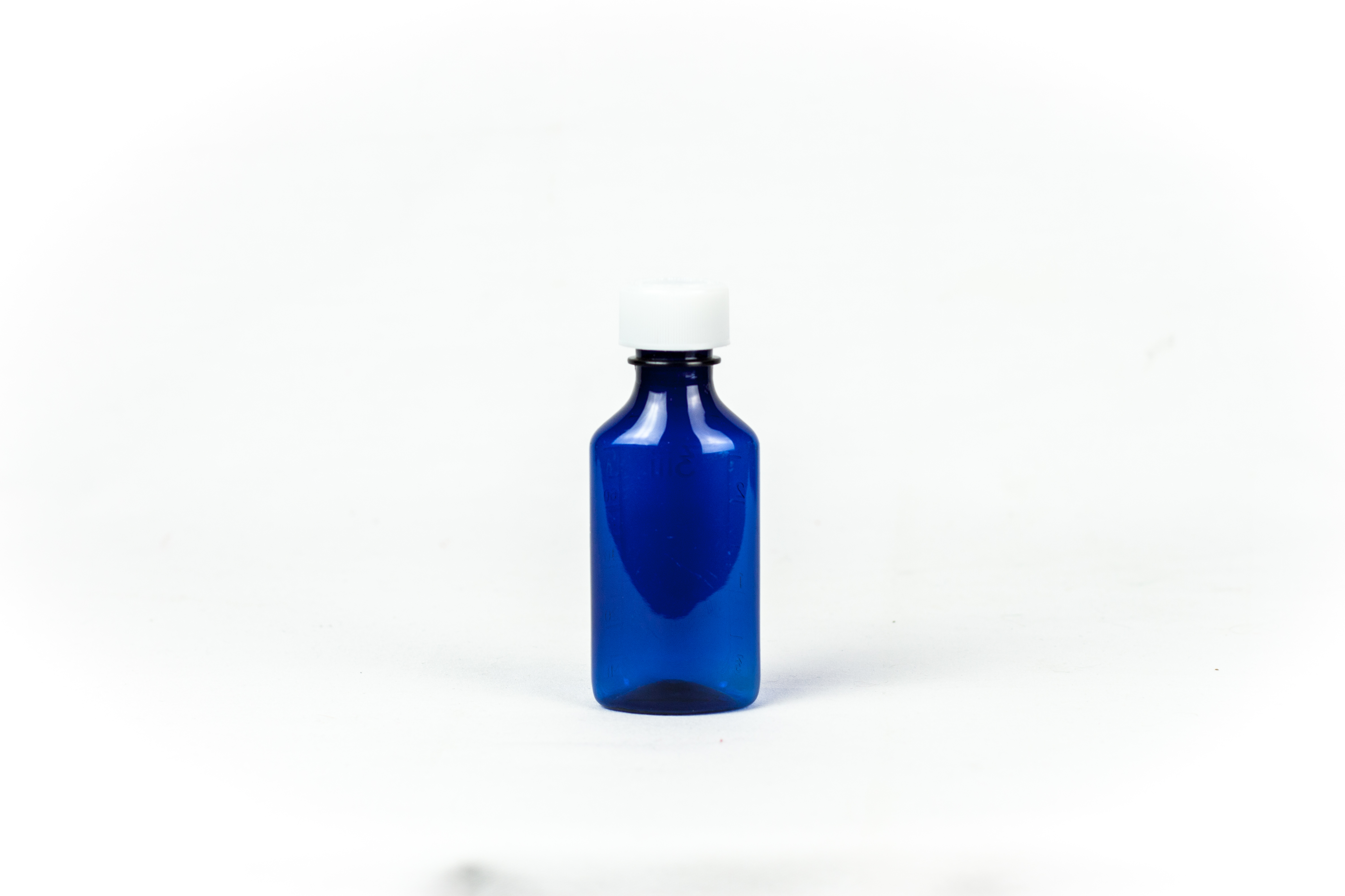 2 Ounce  Blue Liquid Oval and Caps, Child Resistant Plastic Prescription Oval Bottles