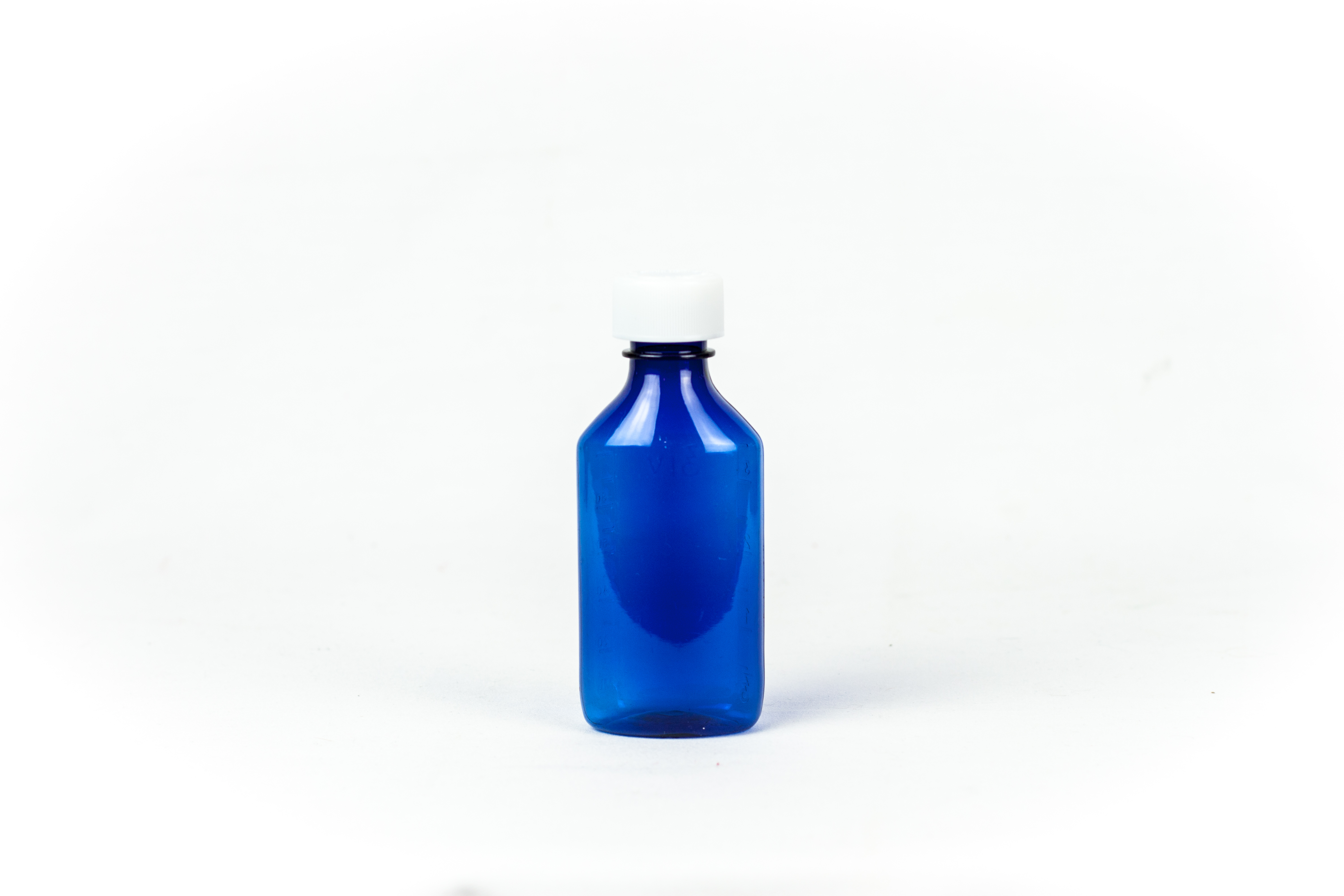 4 Ounce Blue Liquid Oval and Caps, Child Resistant Plastic Prescription Oval Bottles