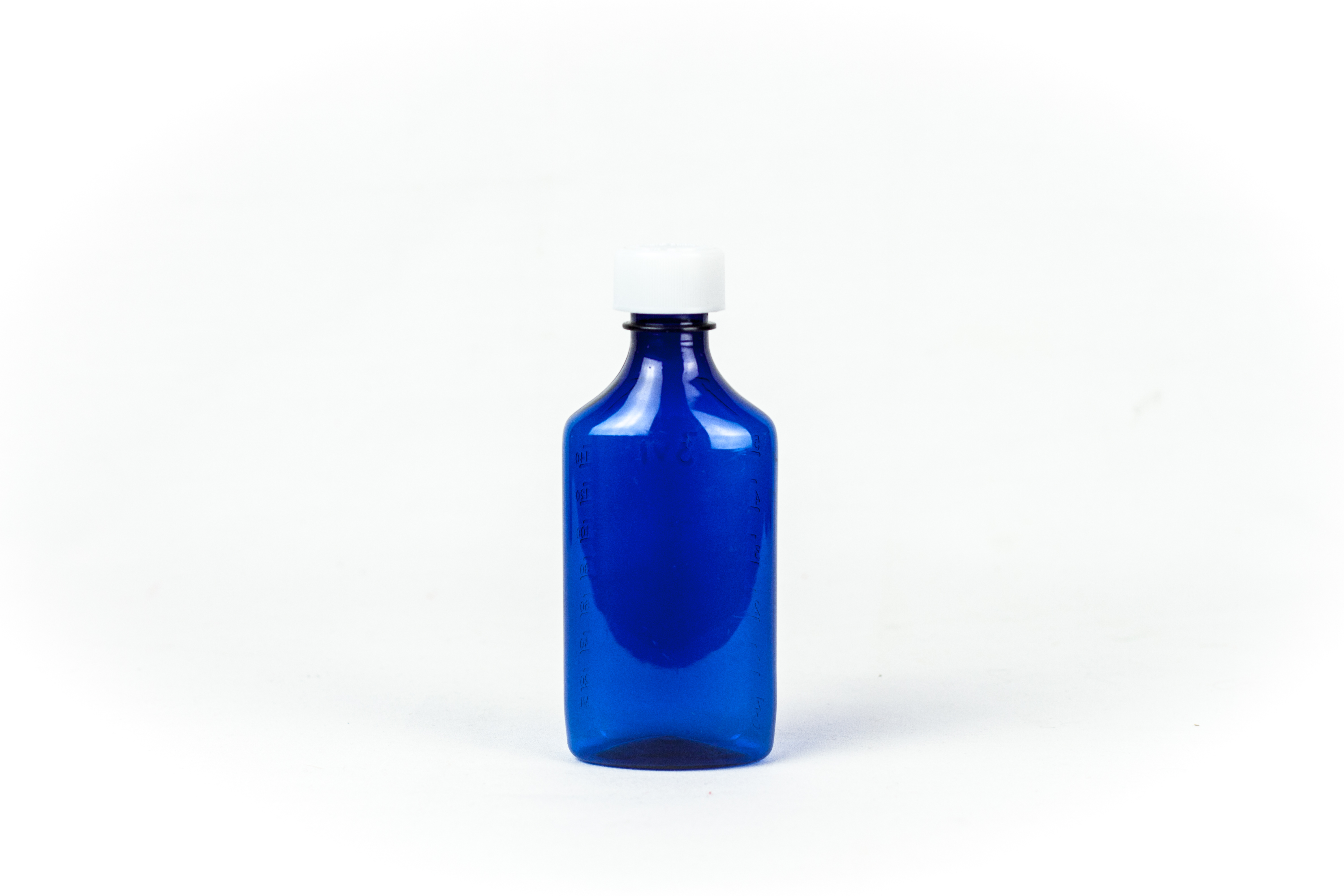 6 Ounce Blue Liquid Oval and Caps, Child Resistant Plastic Prescription Oval Bottles
