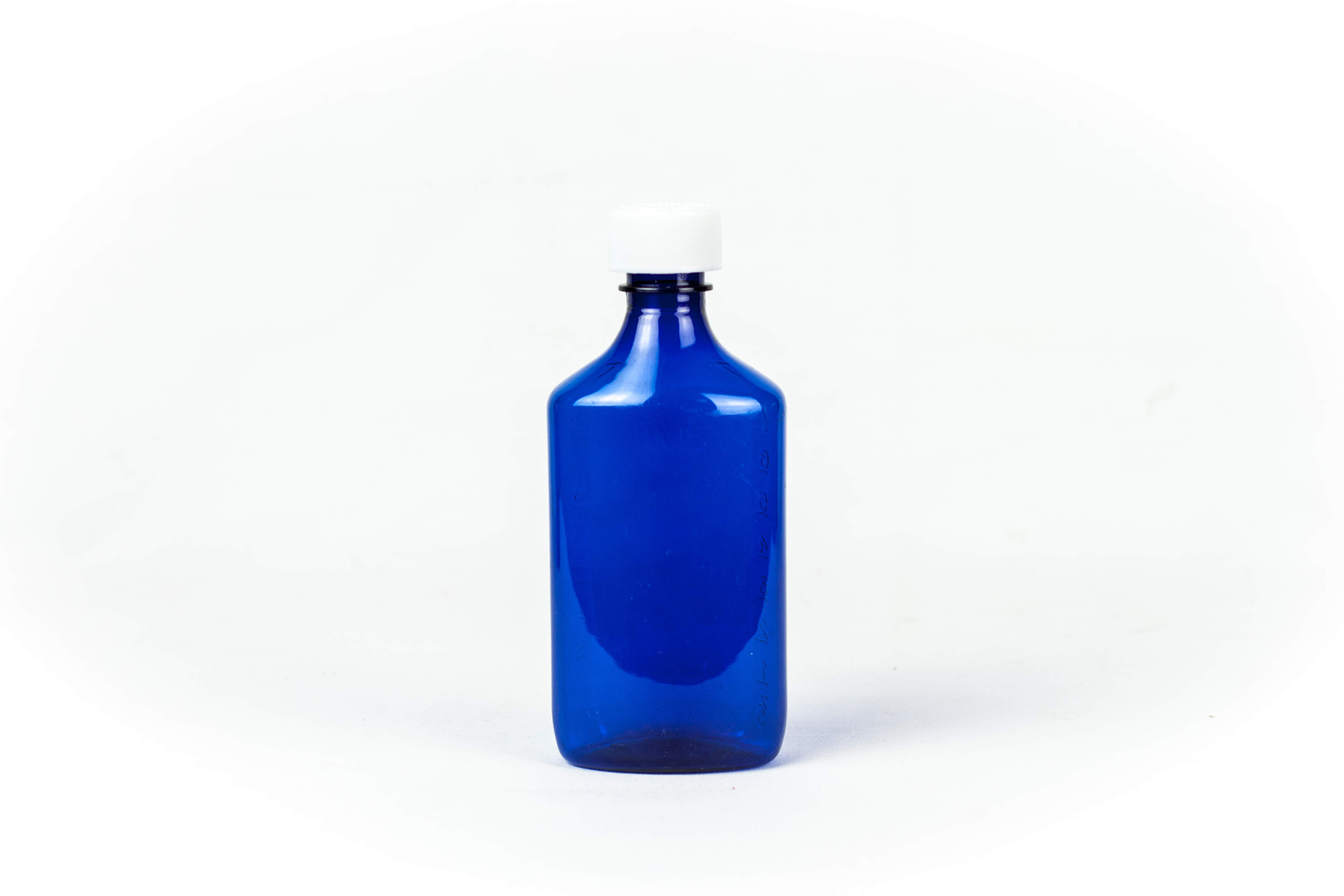 8 Ounce Blue Liquid Oval and Caps, Child Resistant Plastic Prescription Oval Bottles